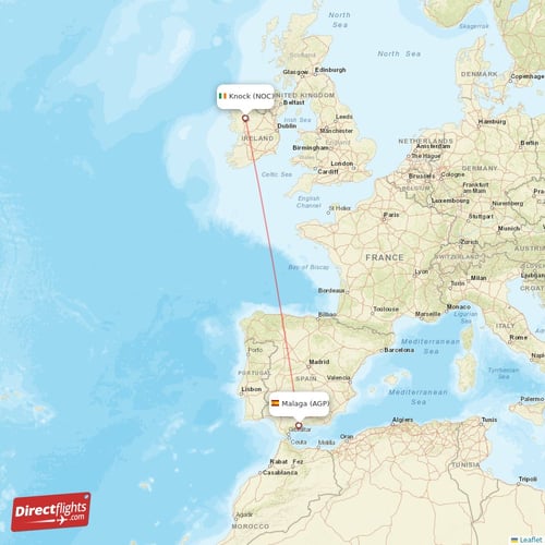Malaga - Knock direct flight map