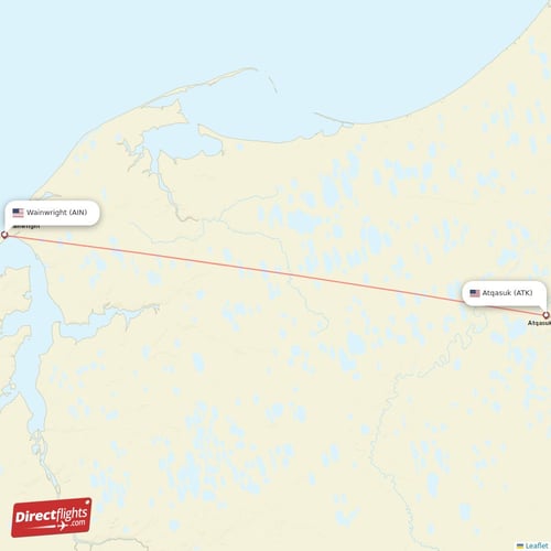 Wainwright - Atqasuk direct flight map