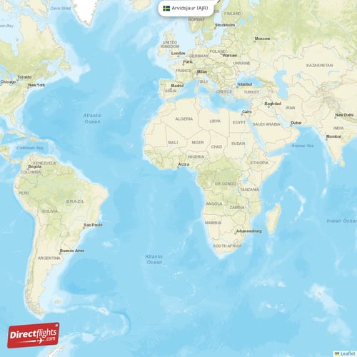 Arvidsjaur - Gallivare direct flight map