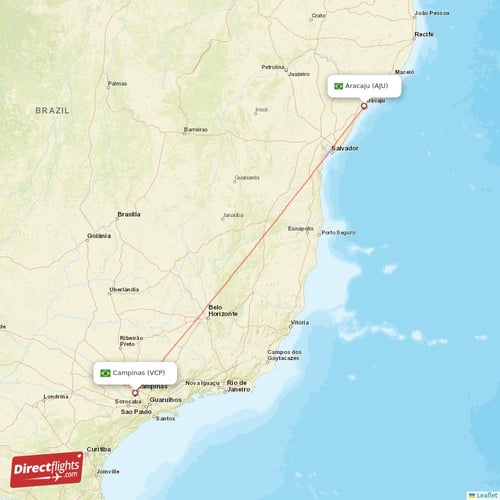 Aracaju - Campinas direct flight map