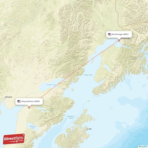 King Salmon - Anchorage direct flight map