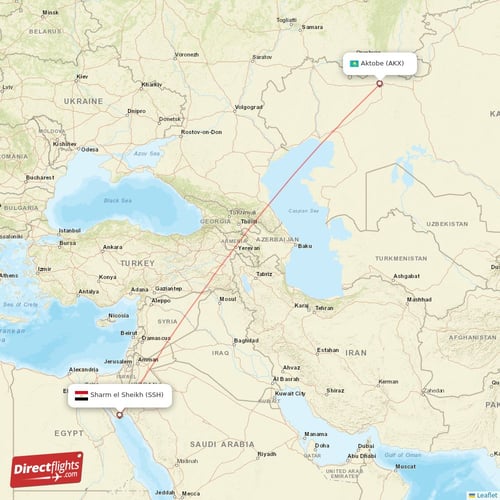 Aktobe - Sharm el Sheikh direct flight map