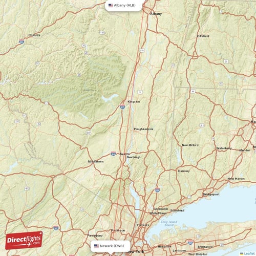 Albany - New York direct flight map