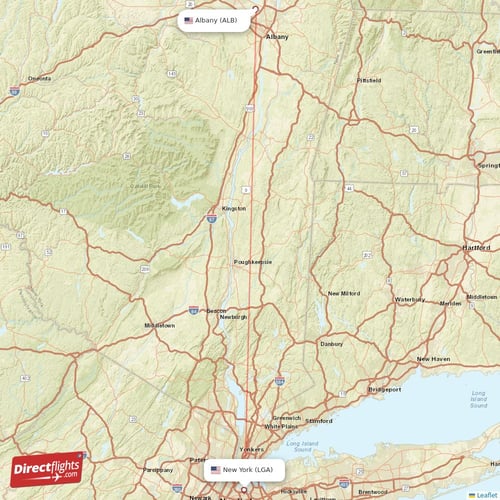 Albany - New York direct flight map