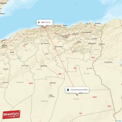 Algiers - Hassi Messaoud direct flight map