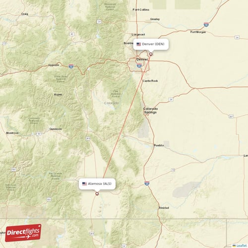 Alamosa - Denver direct flight map