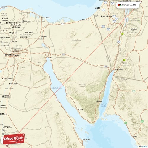 Amman - Asyut direct flight map