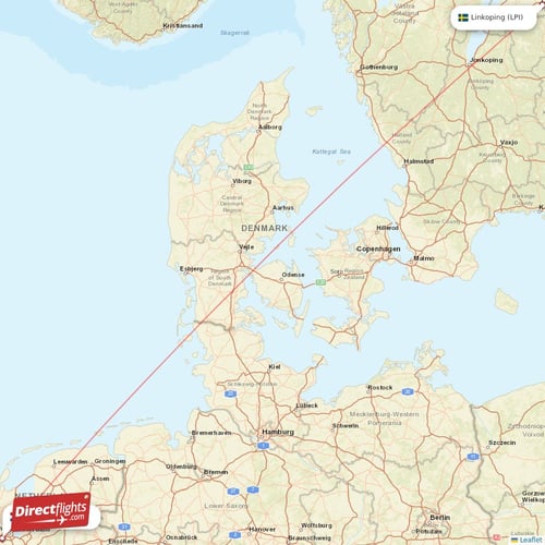 Amsterdam - Linkoping direct flight map