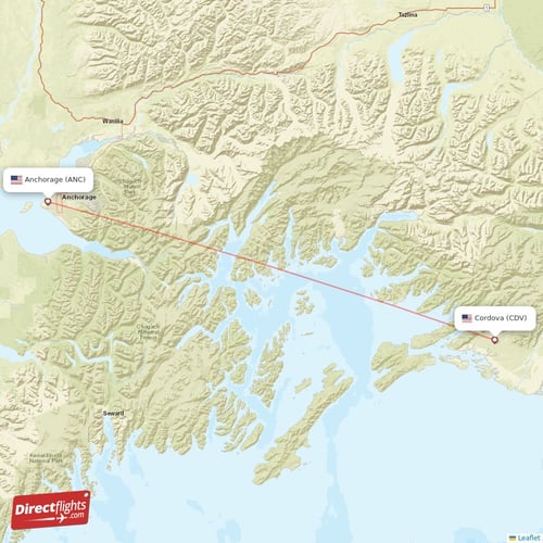 Direct flights from Anchorage to Cordova, ANC to CDV nonstop