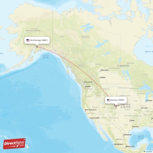Anchorage - Denver direct flight map