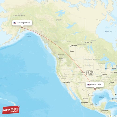 Anchorage - Houston direct flight map