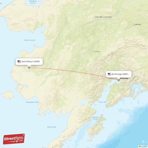 Anchorage - Saint Mary's direct flight map