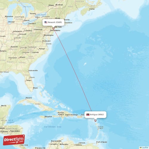 Direct flights from Antigua to New York ANU to EWR non stop