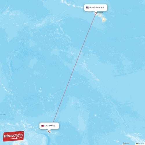 Apia - Honolulu direct flight map