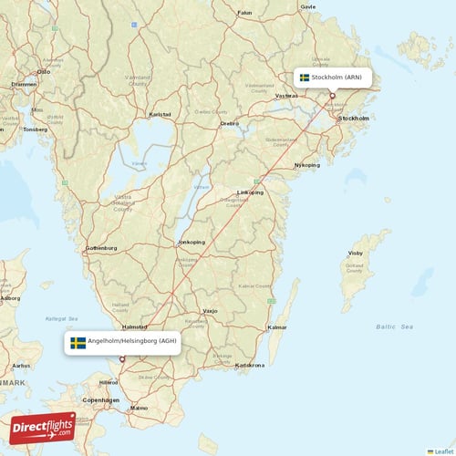 Stockholm - Angelholm/Helsingborg direct flight map