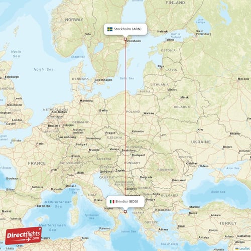 Stockholm - Brindisi direct flight map