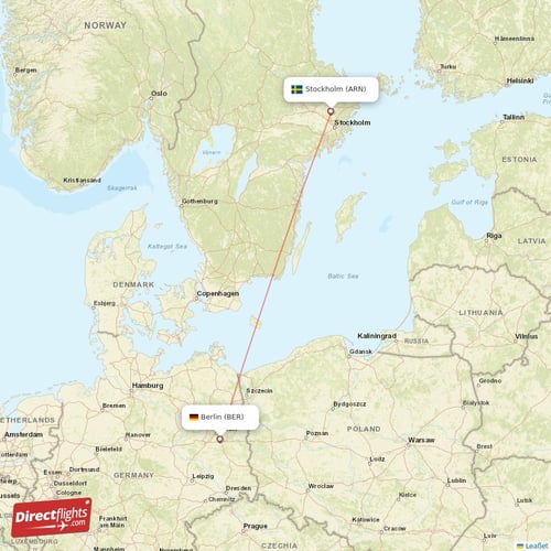 Stockholm - Berlin direct flight map