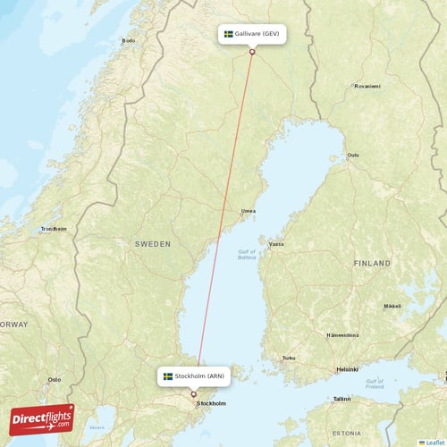 Stockholm - Gallivare direct flight map