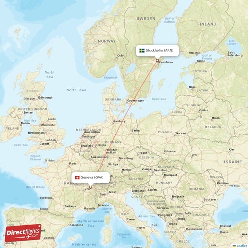Stockholm - Geneva direct flight map