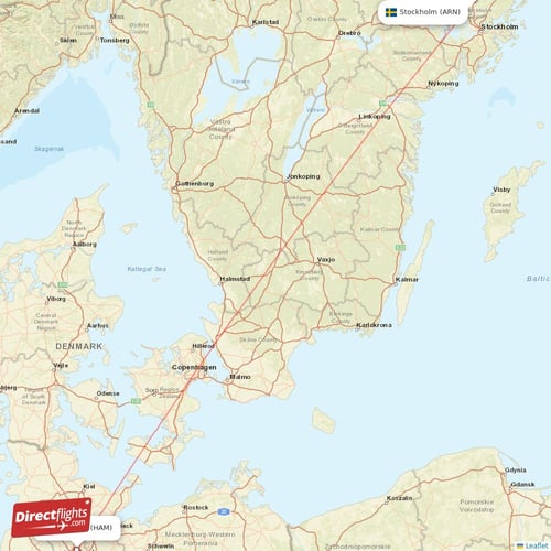 Stockholm - Hamburg direct flight map