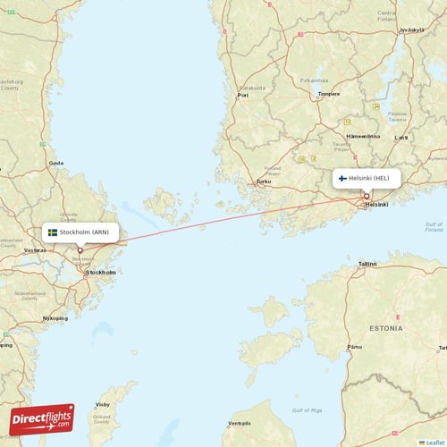 Stockholm - Helsinki direct flight map