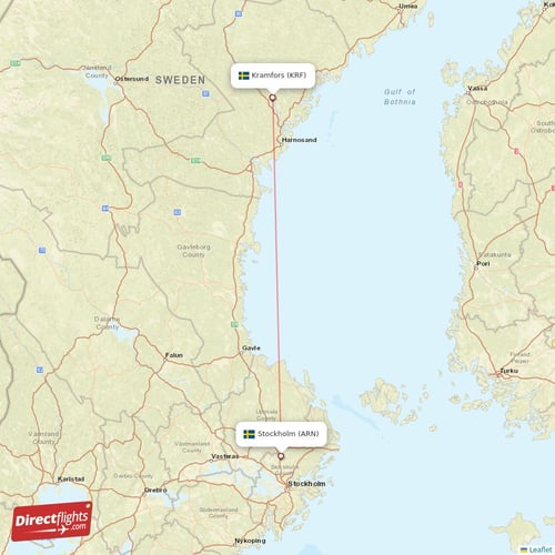 Stockholm - Kramfors direct flight map