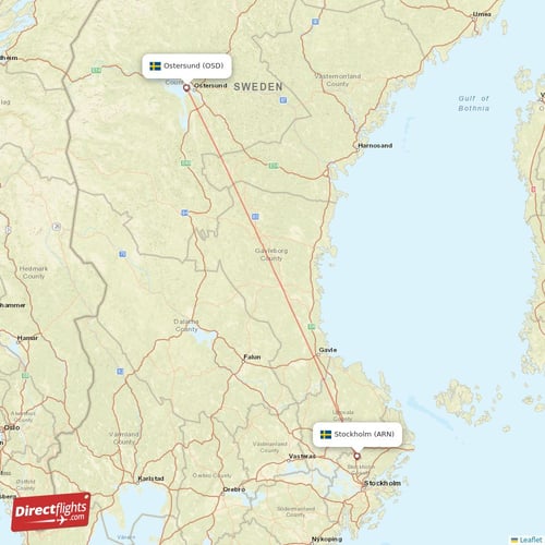 Stockholm - Ostersund direct flight map