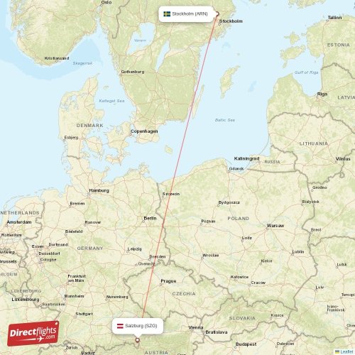 Stockholm - Salzburg direct flight map