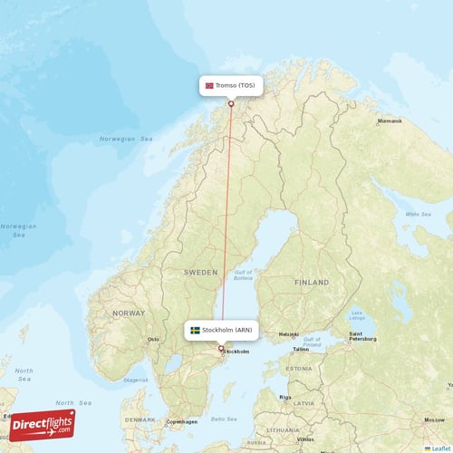 Stockholm - Tromso direct flight map