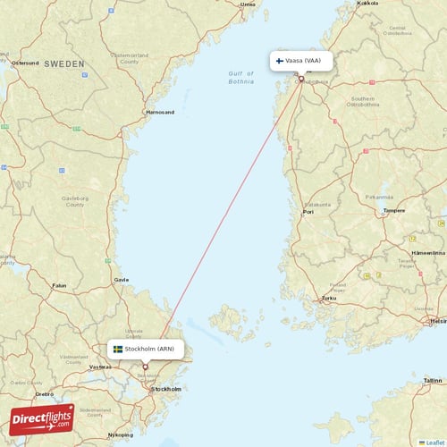 Stockholm - Vaasa direct flight map