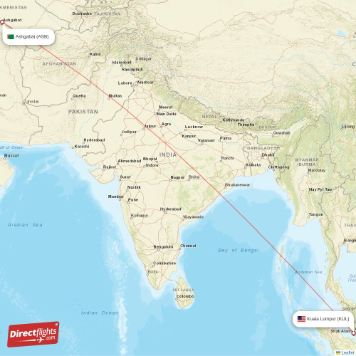 Direct flights from Ashgabat to Kuala Lumpur (ASB-KUL) - Directflights.com