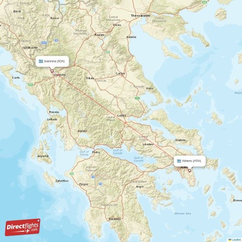 Athens - Ioannina direct flight map