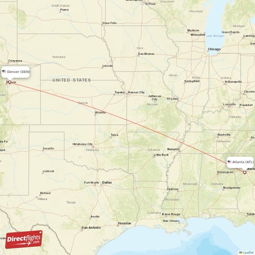 Atlanta - Denver direct flight map