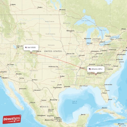 Atlanta - Vail direct flight map