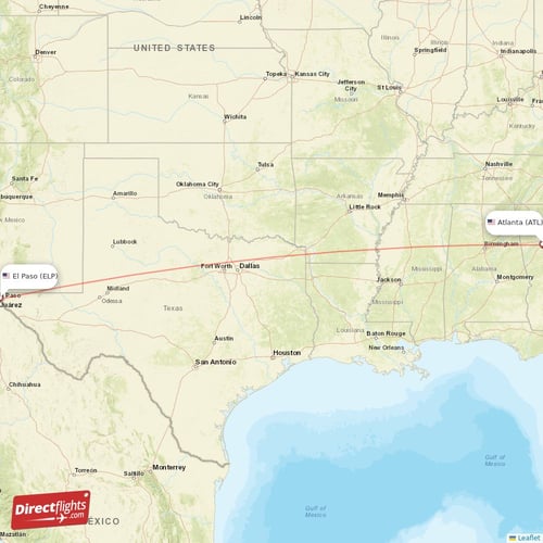 Atlanta - El Paso direct flight map