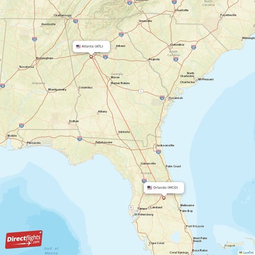 Atlanta - Orlando direct flight map