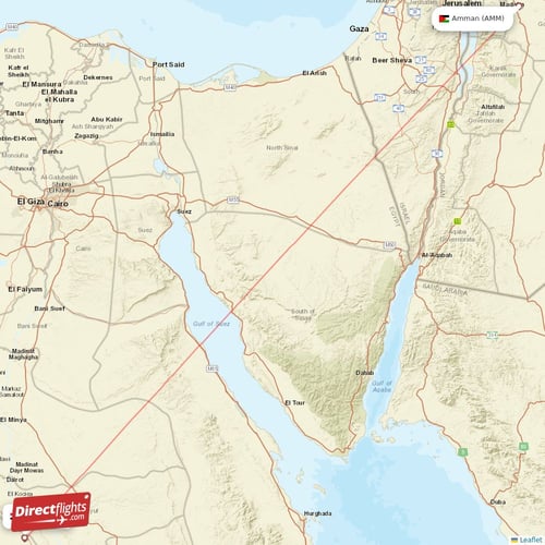 Asyut - Amman direct flight map