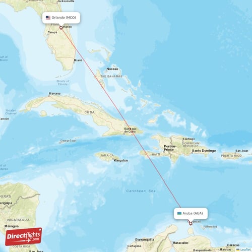 Direct flights from Aruba to Orlando AUA to MCO non stop