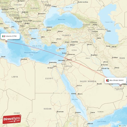 Abu Dhabi - Catania direct flight map