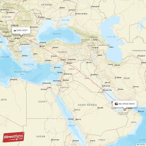 Abu Dhabi - Sofia direct flight map
