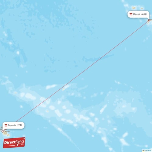 Atuona - Papeete direct flight map