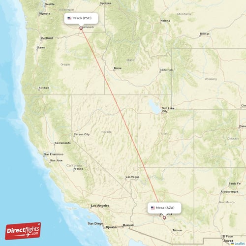 Mesa - Pasco direct flight map