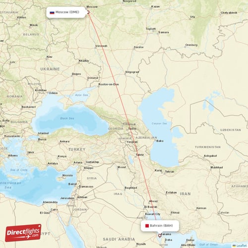 Bahrain - Moscow direct flight map