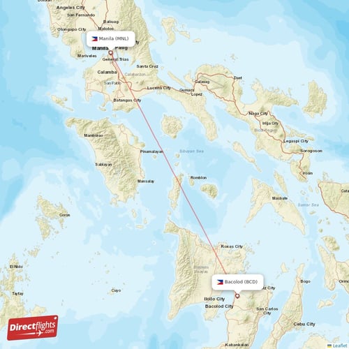 Bacolod - Manila direct flight map