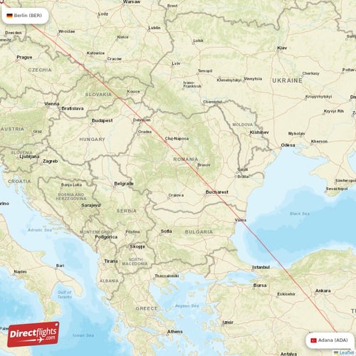 Berlin - Adana direct flight map
