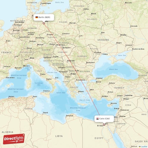 Berlin - Cairo direct flight map