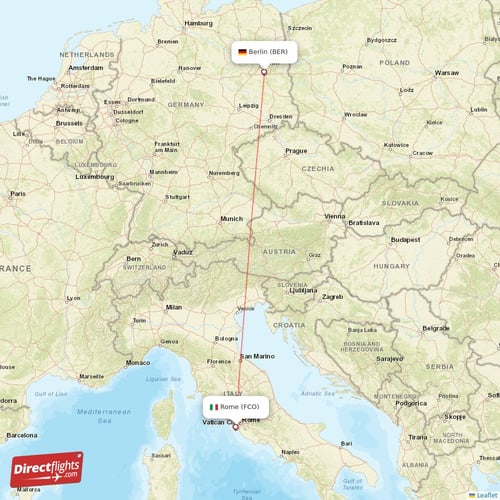 Berlin - Rome direct flight map