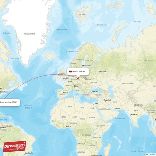 Berlin - Fort Lauderdale direct flight map