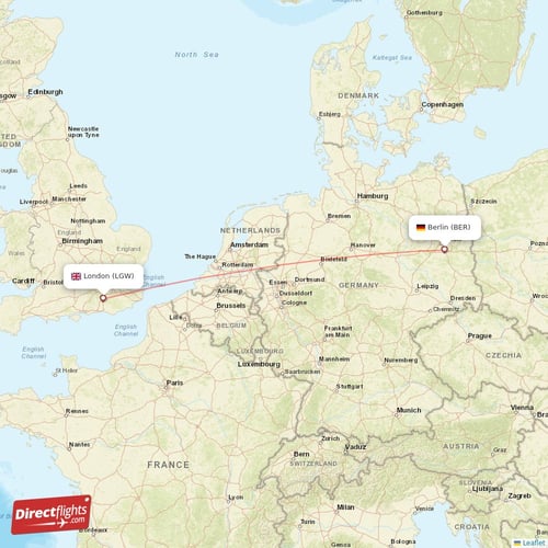 Berlin - London direct flight map