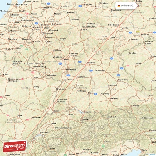 Berlin - Lyon direct flight map